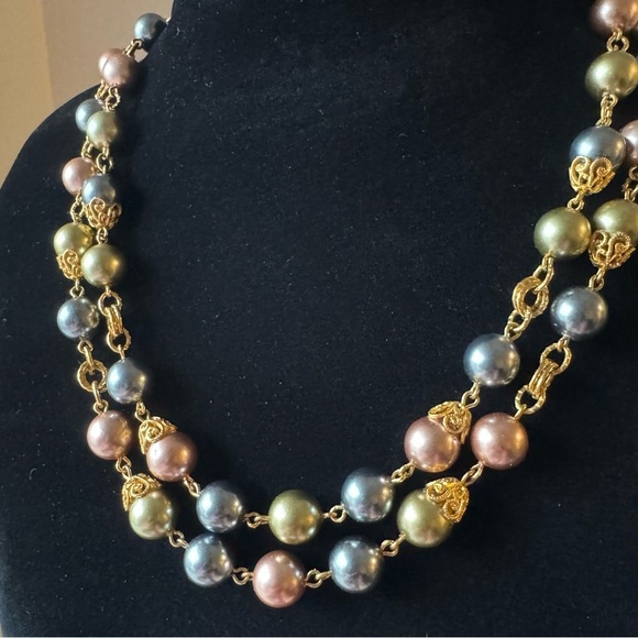 Signed Joan Rivers Vintage Double Pearl Strand + Matching Clip On Earrings - Picture 12 of 17